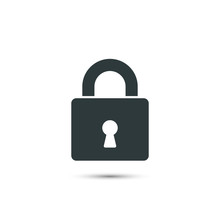 Lock Icon Vector. Padlock Simple Symbol Isolated On White Background.