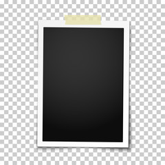 Wall Mural - Realistic vector photo frame on sticky tape placed vertical