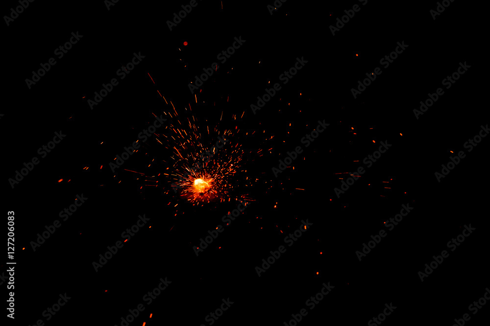 fire flames with sparks on black background Stock Photo | Adobe Stock