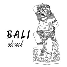 Bali Sketch. Barong - Balinese God. Traditional Culture.