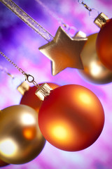 Sticker - Christmas decorations - baubles and stars on abstract background