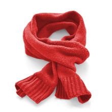 Red Warm Scarf On A White Background