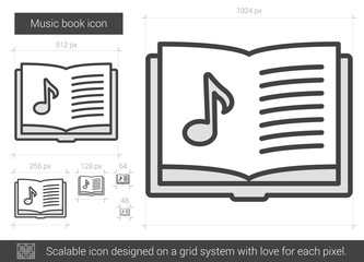 Poster - Music book line icon.