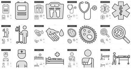 Poster - Medicine line icon set.