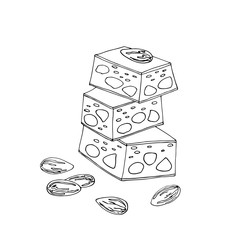 almond sweet nougat vector white black sketch