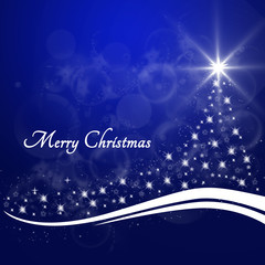 Christmas background blue with text Merry Christmas