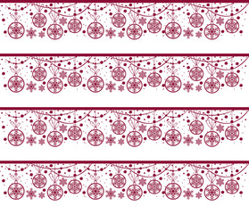 Wall Mural - Vector seamless pattern with red snowflakes on white background.. Winter christmas background.