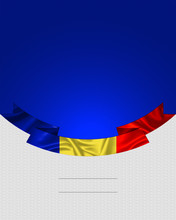 Romania, Romanian Flag. Banner, Brochure, Card  For The Great Union Day, Romanian National Day With The Flag Ribbon