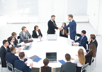 Fototapete - Business Team Meeting Seminar Training Concept. Handshake