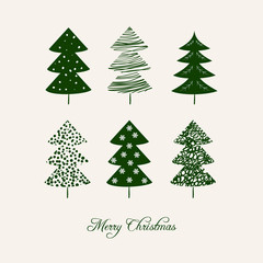 Wall Mural - Christmas card with christmas trees.