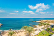 Beirut Coast Landscape at the Resort Hotel in Raouche, Beirut, Lebanon.