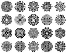 Black Geometric Round Abstract Mandala Collection