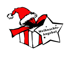 Poster - Geschenk mit Weihnachtsmütze