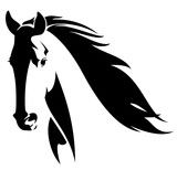 Fototapeta Konie - wild horse head black and white vector design