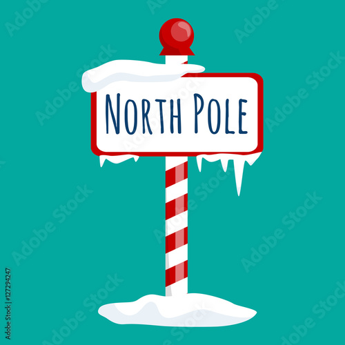 Fotografie, Obraz christmas icon north pole sign with snow and ice, winter holiday xmas symbol, ca