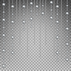  Silver Christmas decoration on transparent background. Vector illustration.