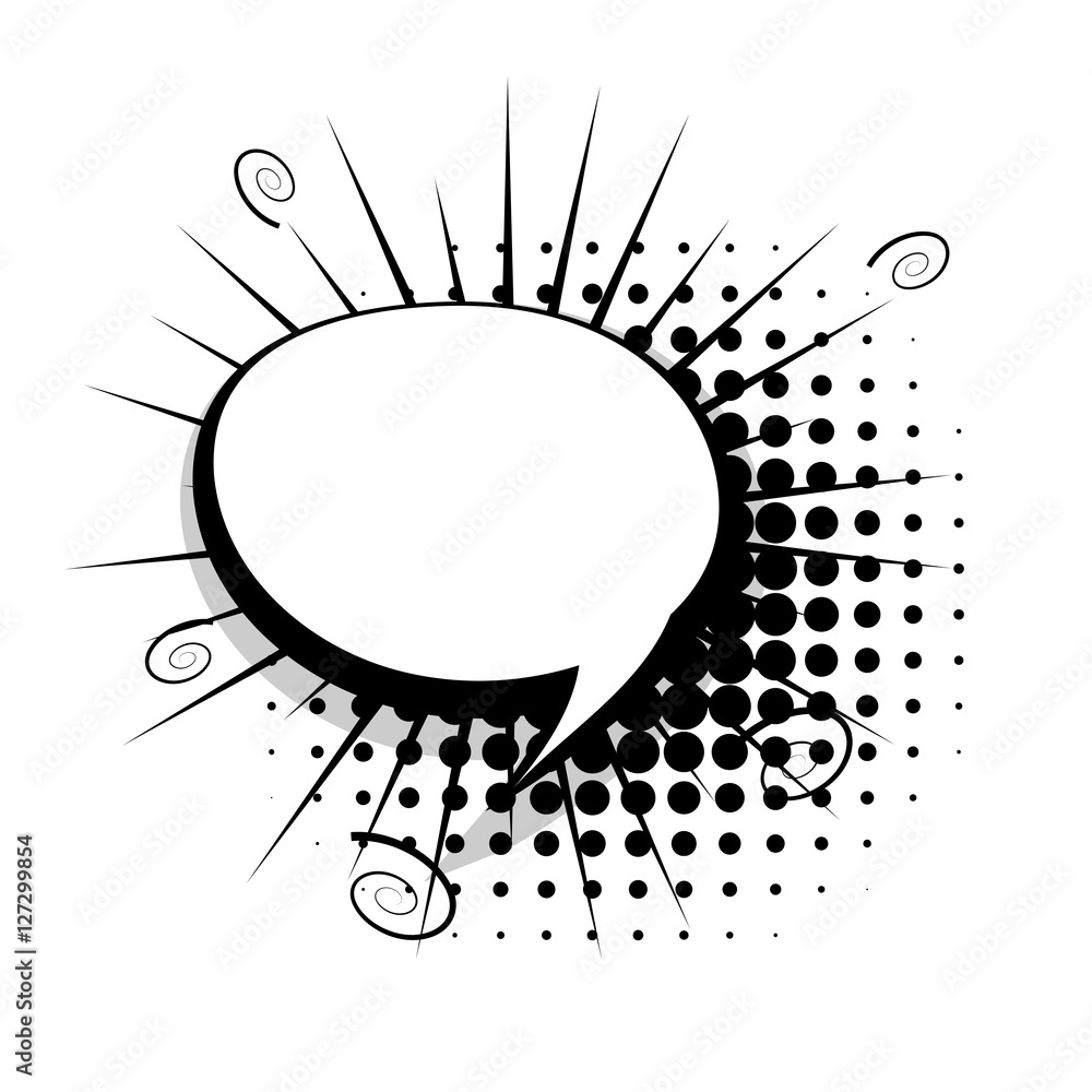 Blank template comic speech bubble halftone dot background style pop ...