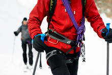 Cropped View Of Mountaineer Ski Touring
