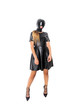 © patronestaff - Woman portrait wearing leather dress and sadomasochist mask while posing