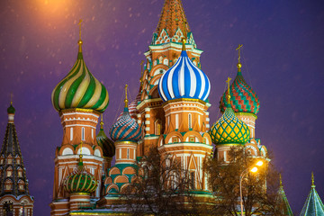 Wall Mural - St. Basils Cathedral at night, Russia