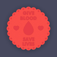 Canvas Print - blood donation poster, badge, vector illustration