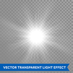 Poster - Light glow shine. Vector star burst effect