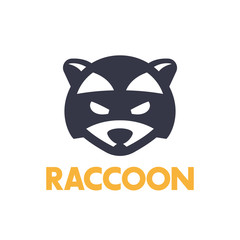 Sticker - raccoon logo element, simple icon on white