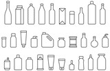Fototapeta  - BOTTLES & CONTAINERS outline icons