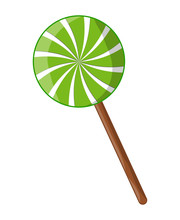 Swirl Striped Lollipop Peppermint Vector Symbol Icon Design.
