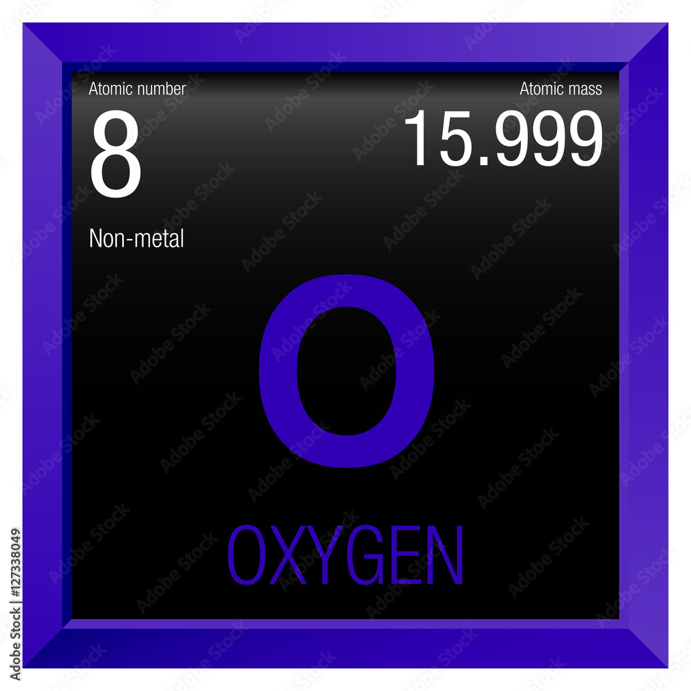 Oxygen symbol. Element number 8 of the Periodic Table of the Elements ...