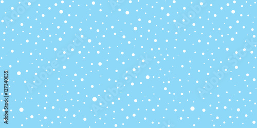 Fotomural White snow falling on sky blue background seamless pattern
