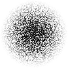 Poster - Chaotic pointillist (half-tone) circle pattern. Random dots.