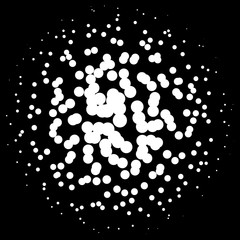 Poster - Chaotic pointillist (half-tone) circle pattern. Random dots.