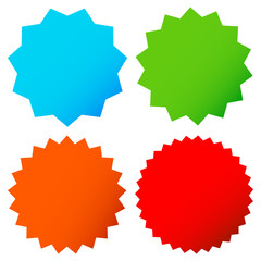 Poster - Different starburst / sunburst badges, shapes in 4 color