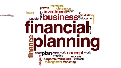 Poster - Financial planning animated word cloud.