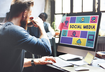 Wall Mural - social media technology people graphic concept