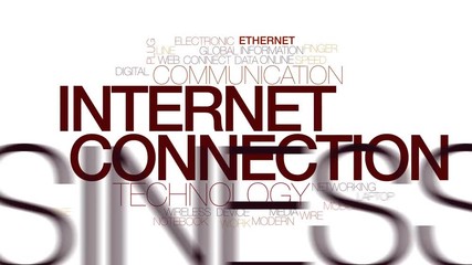 Wall Mural - Internet connection animated word cloud. Kinetic typography.