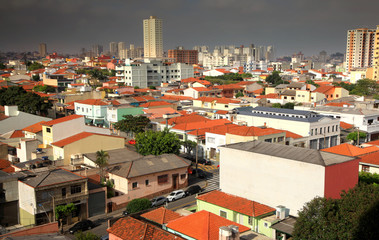 Wall Mural - Residential buildings and homes in Sao Paulo with storm weather