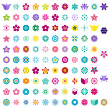 Set Of Colorful Flower Icons