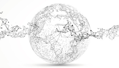 Wall Mural - world map point, line, composition, representing the global, global network connection,international