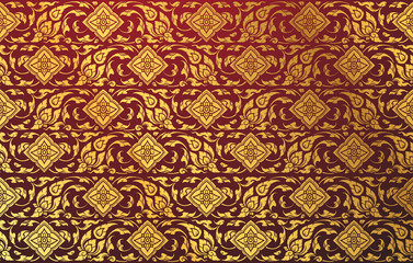 Line Thai, gold color tradition seamless pattern background