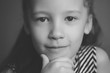 © hdesert - Face portrait of little cute happy girl, black and white