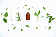 © kerdkanno - Bottle of essential oil with fresh herbal sage, rosemary, lemon