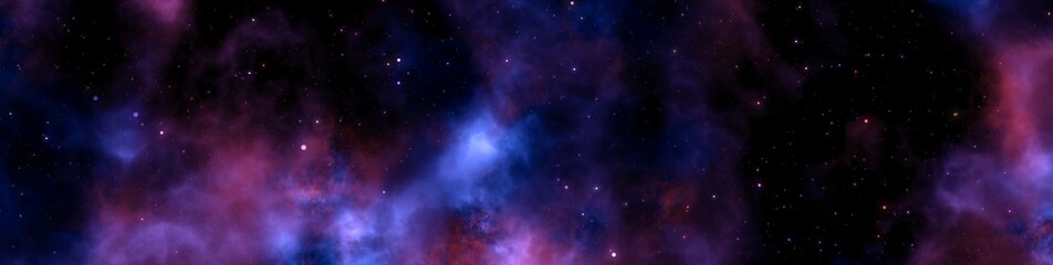 Wall Mural - Star field voyage with cosmic space nebula, digital art illustration work.