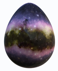 Wall Mural - Easter egg milky way galaxy textured, digital art illustration work.
