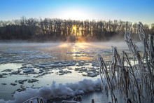 Sunrise During Freeze-up In The River