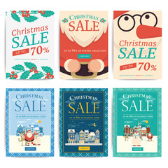 Poster - Christmas social media sale banners for mobile website ad. Xmas