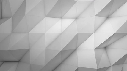 Wall Mural - abstract geometric background with white low poly 3d surface waving