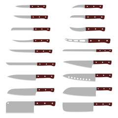 Set of kitchen knives, vector illustration