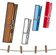 clothespin and rope (clothes pegs)